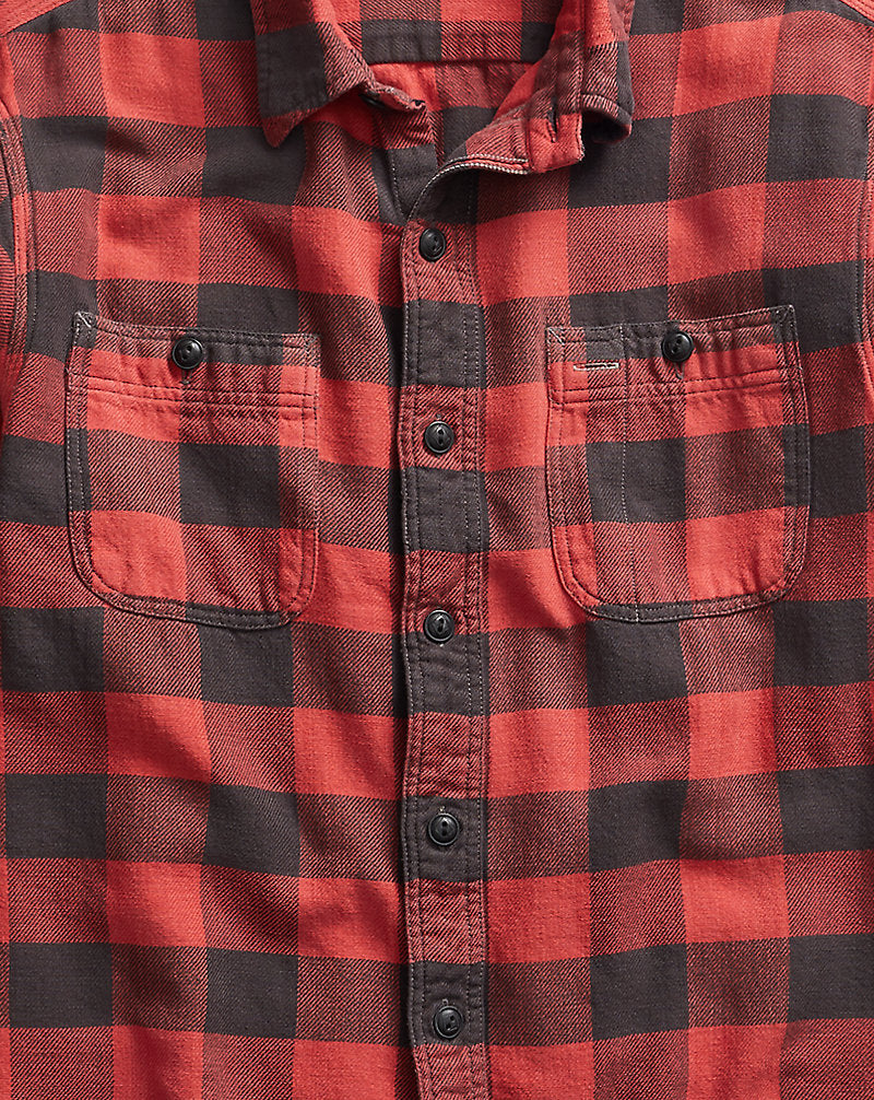 Plaid Twill Workshirt Red Black