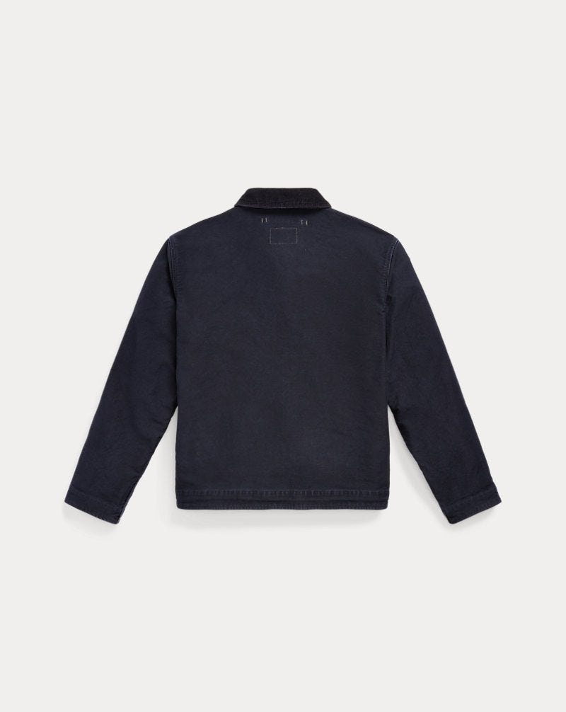 Corduroy-Collar Cotton Deck Jacket Dark Navy