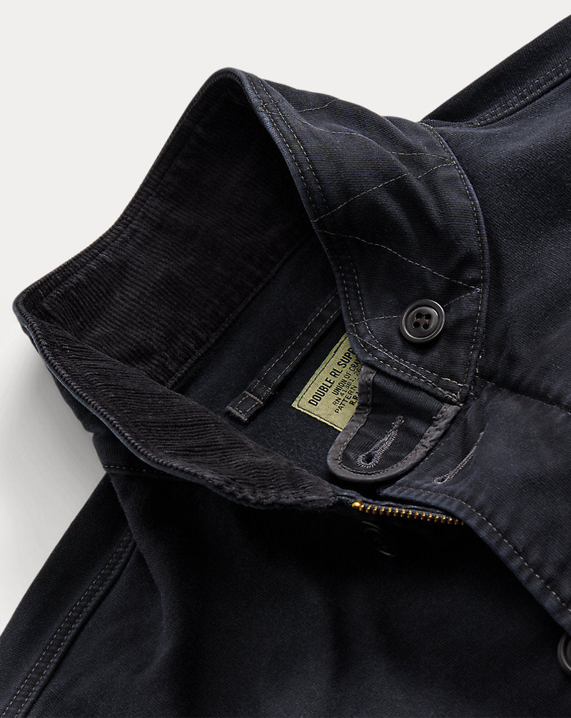 Corduroy-Collar Cotton Deck Jacket Dark Navy