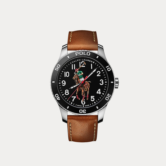42 MM Polo Player Steel Black Dial Black Dial