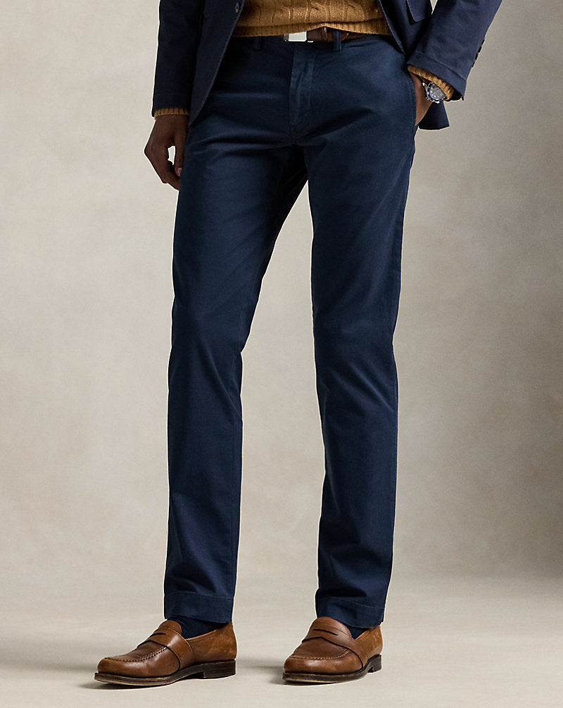 Washed Stretch Slim Fit Chino Trouser Nautical Ink