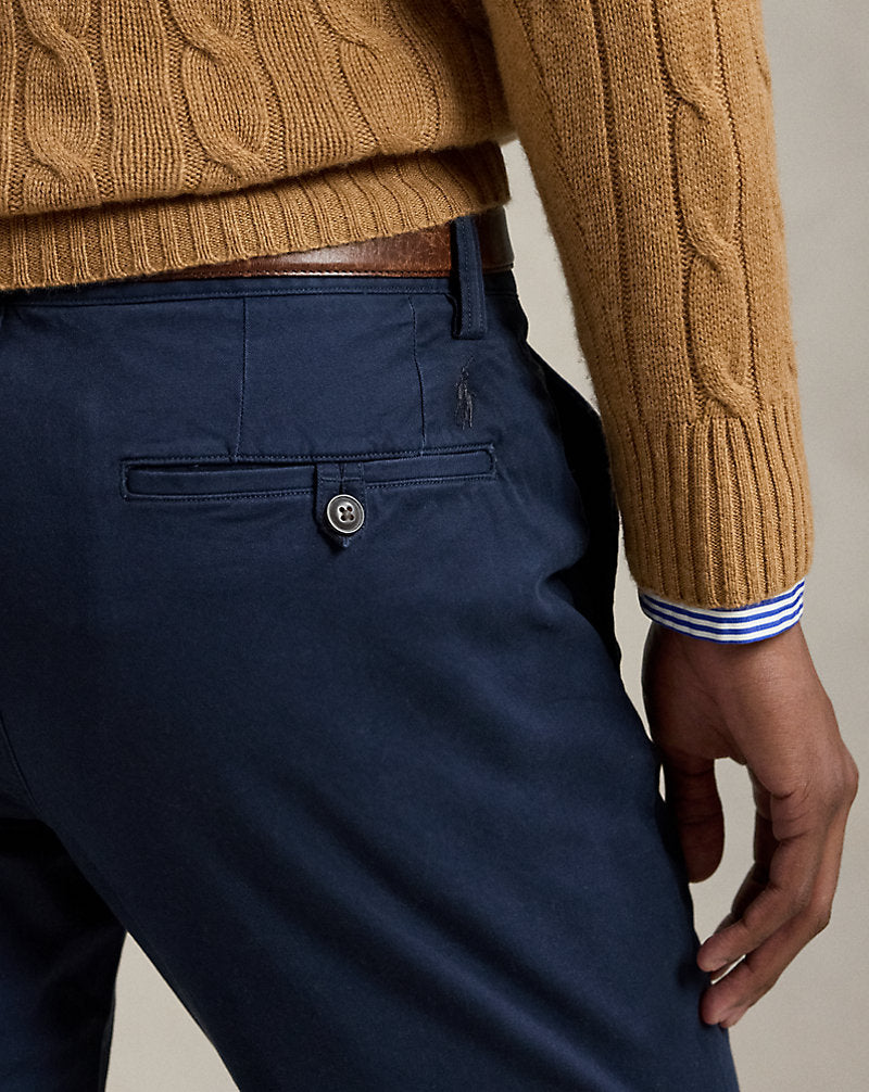 Washed Stretch Slim Fit Chino Trouser Nautical Ink
