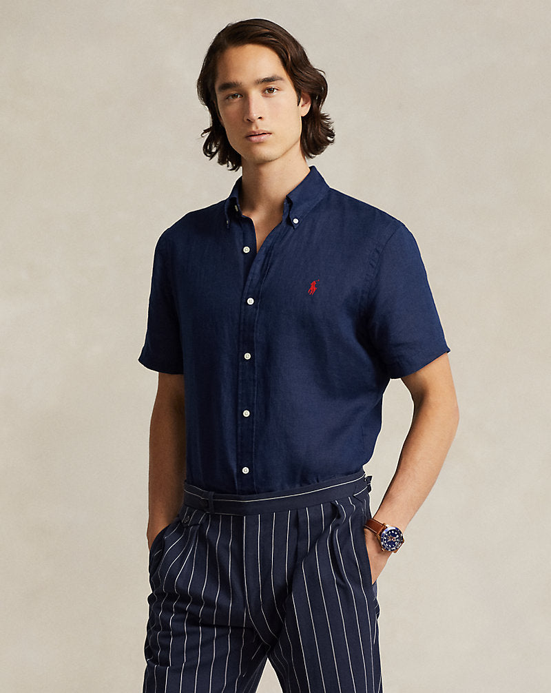 Custom Fit Linen Shirt Newport Navy
