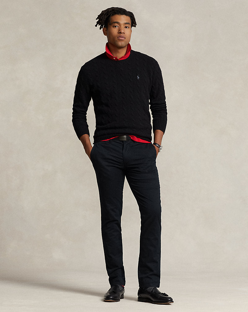 Stretch Slim-Fit Twill Trouser Black