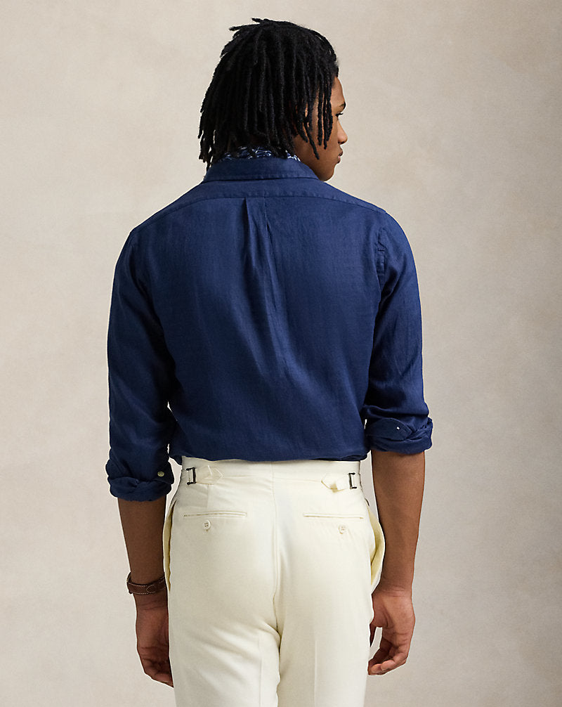 Slim Fit Linen Shirt Newport Navy