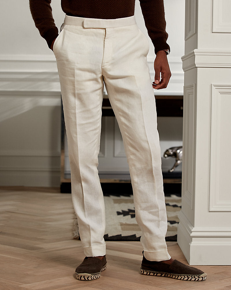 Gregory Hand-Tailored Linen Suit Trouser Cream