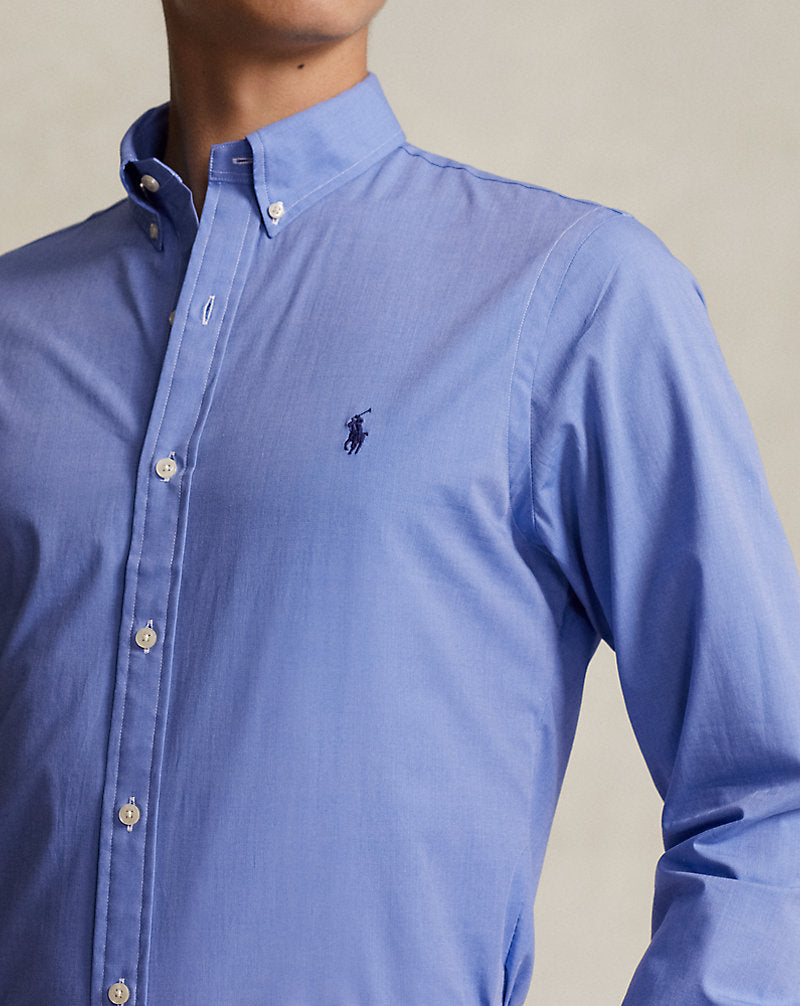 Slim Fit Stretch Poplin Shirt Blue