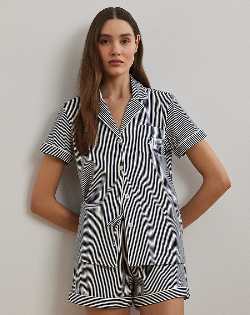 Striped Boxer Pyjama Set Navy/White Stripe