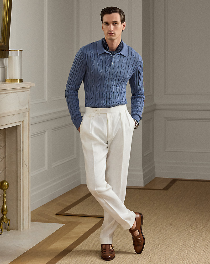 Gregory Hand-Tailored Linen Trouser Optic White