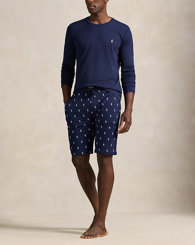 Allover Pony Cotton Jersey Sleep Short Cruise Navy