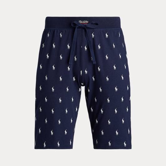 Allover Pony Cotton Jersey Sleep Short Cruise Navy