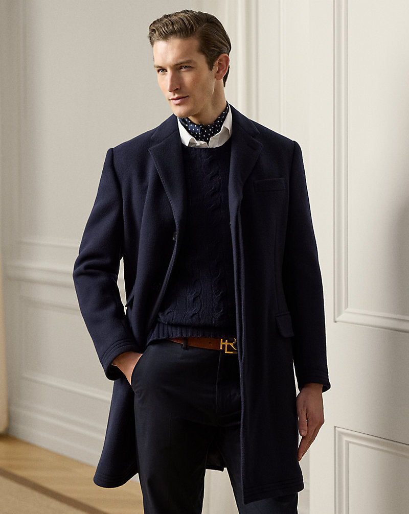 Kent Hand-Tailored Wool-Blend Topcoat Navy