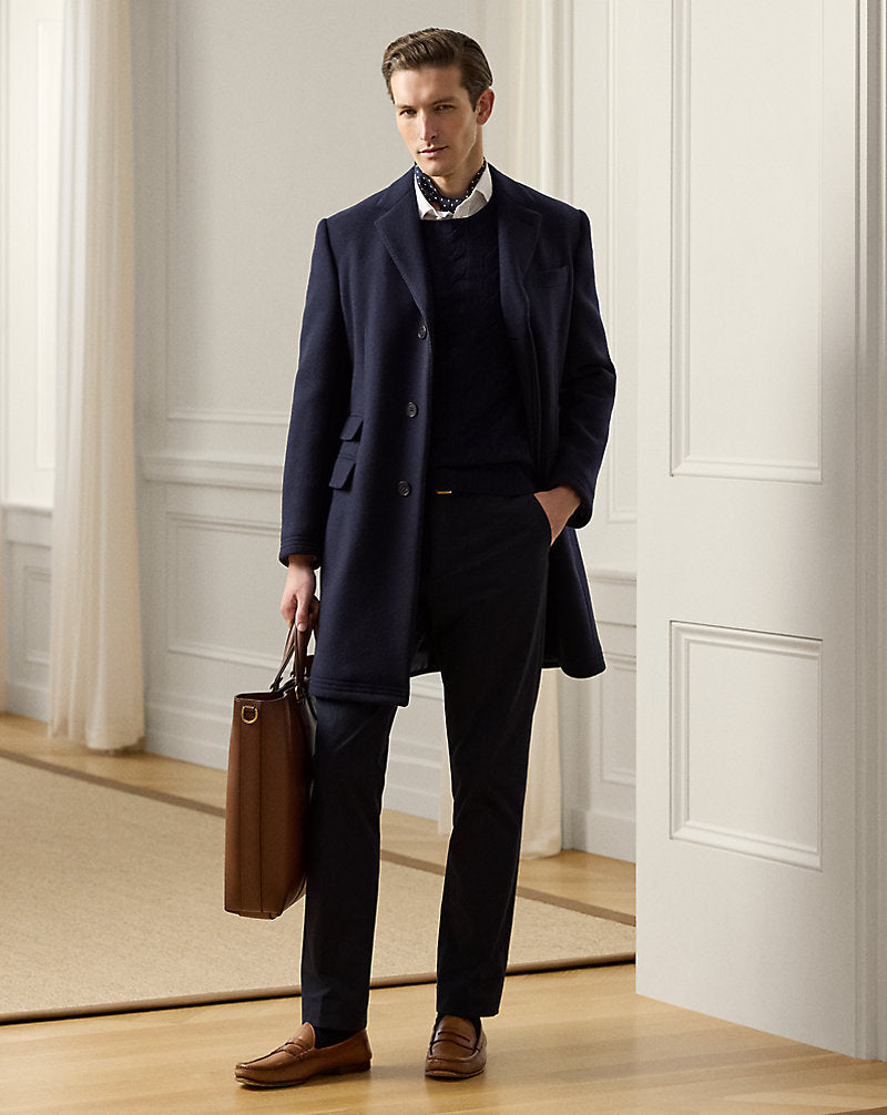 Kent Hand-Tailored Wool-Blend Topcoat Navy