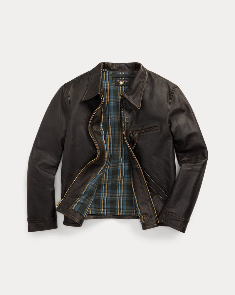 Leather Jacket Black Over Brown