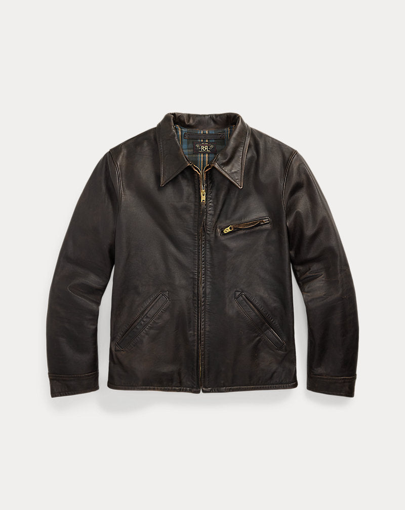 Leather Jacket Black Over Brown