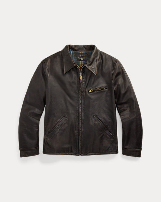 Leather Jacket Black Over Brown