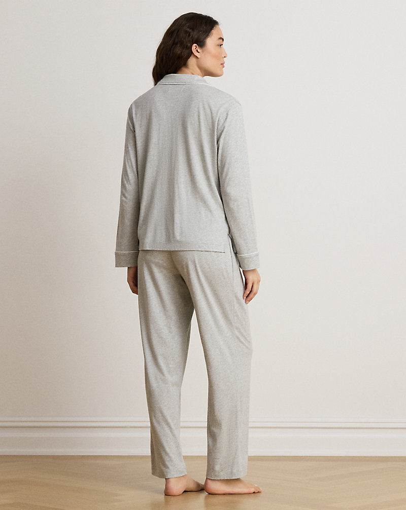 Knit Cotton-Blend Sleep Set Heather Grey