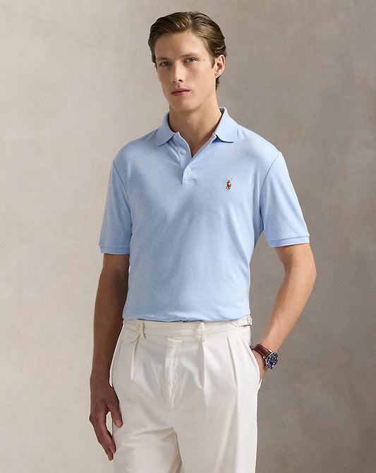 Custom Slim Fit Soft Cotton Polo Shirt Office Blue Heather