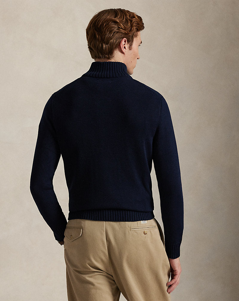 Cotton Quarter-Zip Jumper Hunter Navy