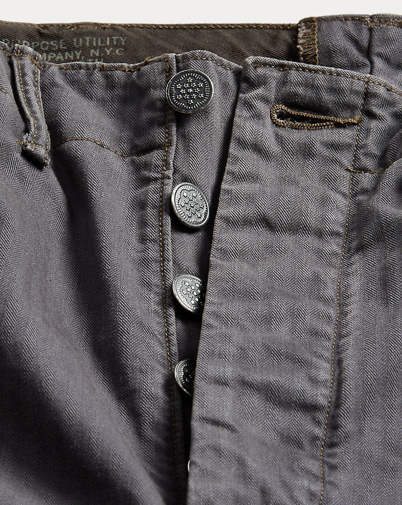 Herringbone Twill Field Trouser Washed Black