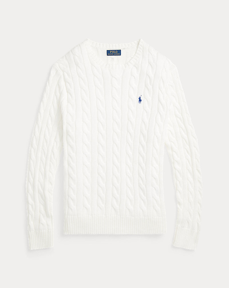 Cable-Knit Cotton Jumper White