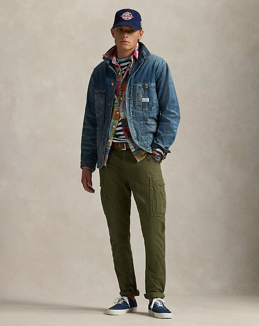 Slim Fit Canvas Cargo Pants Outdoors Olive