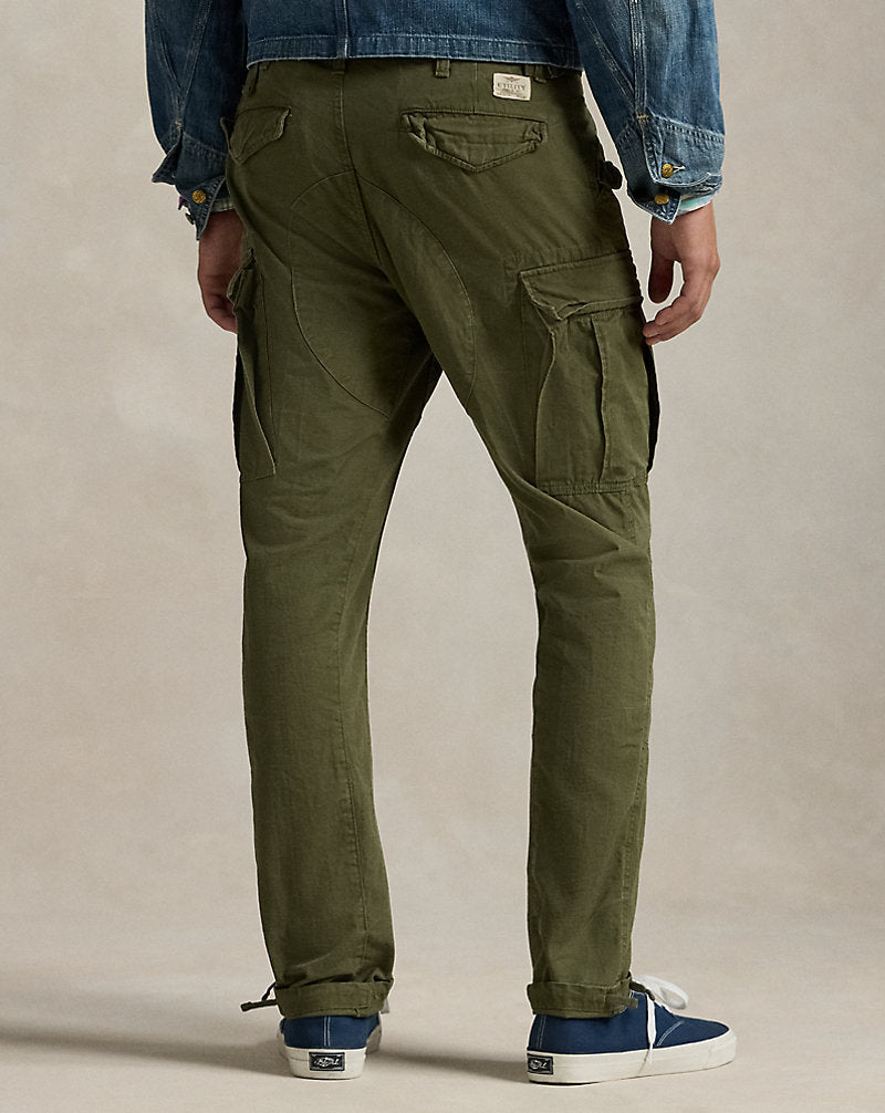 Slim Fit Canvas Cargo Pants Outdoors Olive