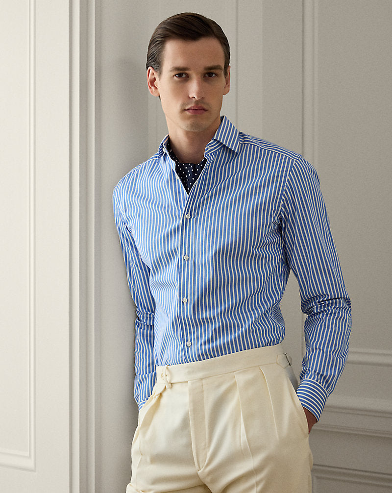 Bengal-Stripe Poplin Shirt Medium Blue And White