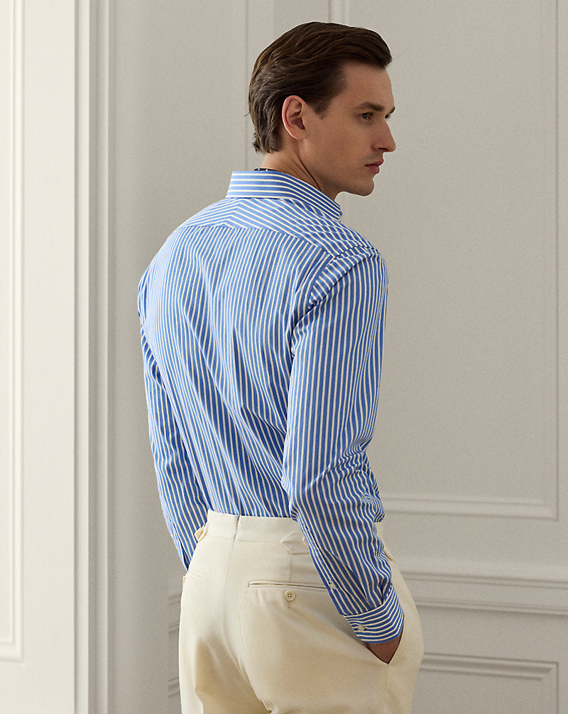 Bengal-Stripe Poplin Shirt Medium Blue And White