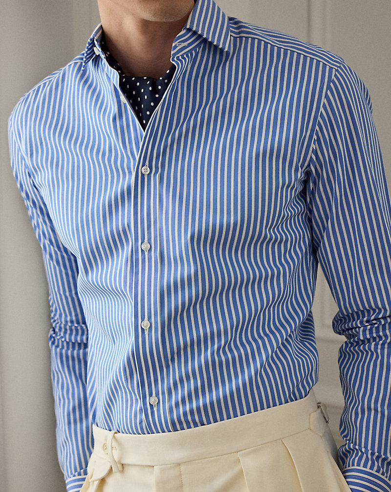 Bengal-Stripe Poplin Shirt Medium Blue And White