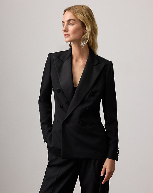 Callahan Wool Barathea Tuxedo Jacket Black