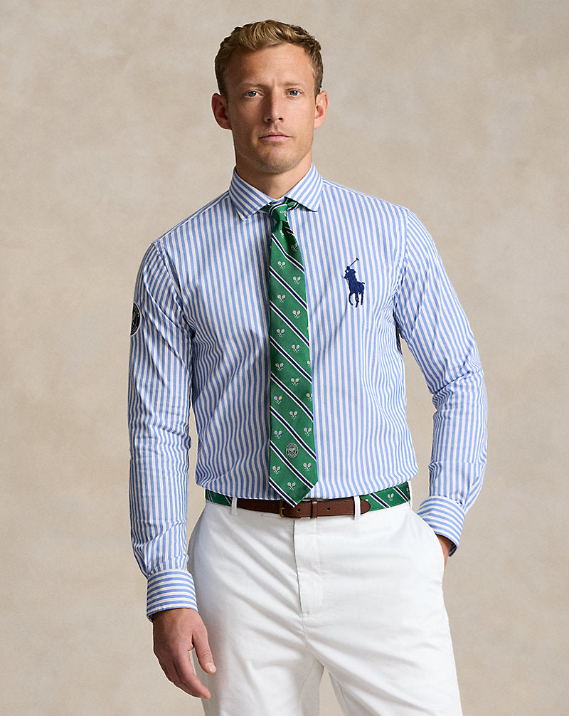 Wimbledon Striped Stretch Twill Shirt Blue/White