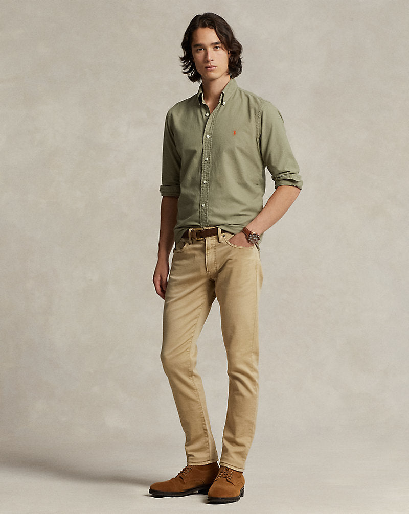 Custom Fit Garment-Dyed Oxford Shirt Sage Green