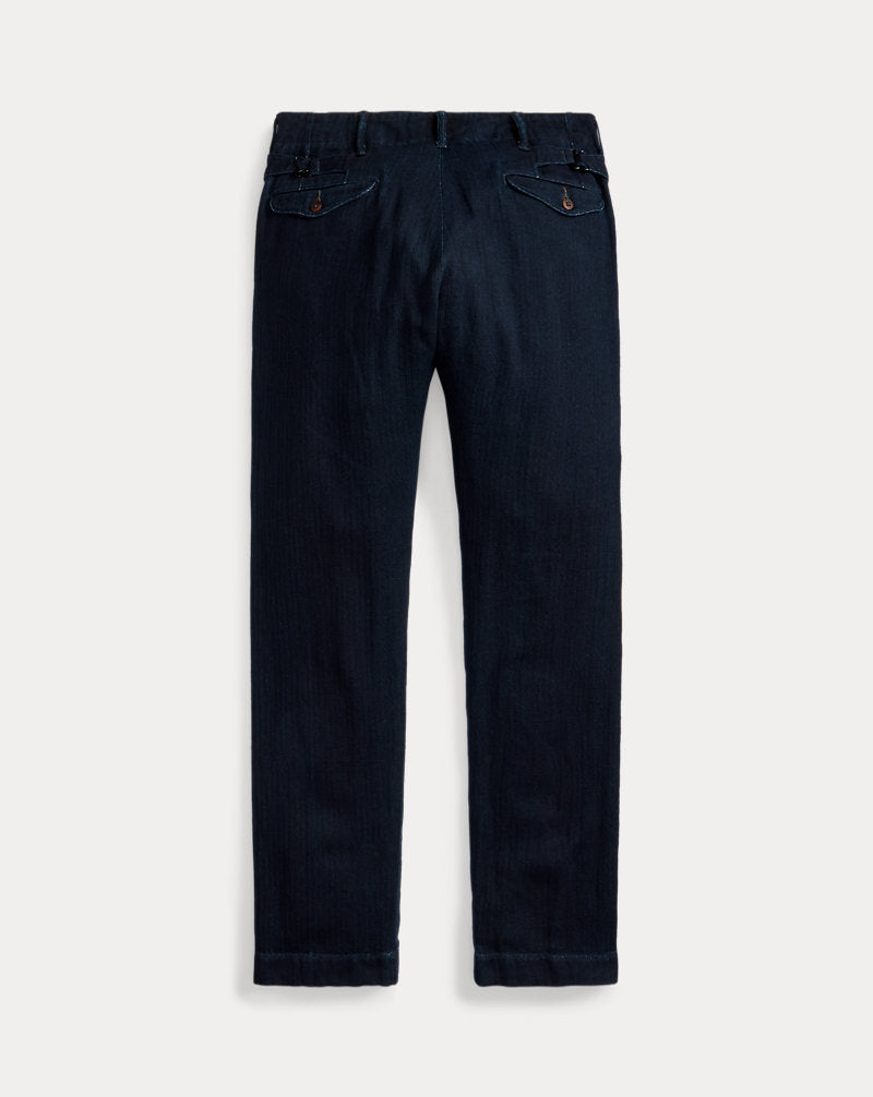 Indigo Herringbone Officer's Trouser Deep Navy
