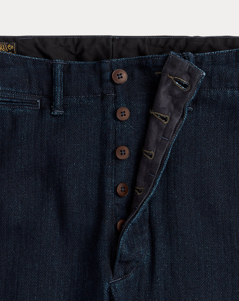 Indigo Herringbone Officer's Trouser Deep Navy
