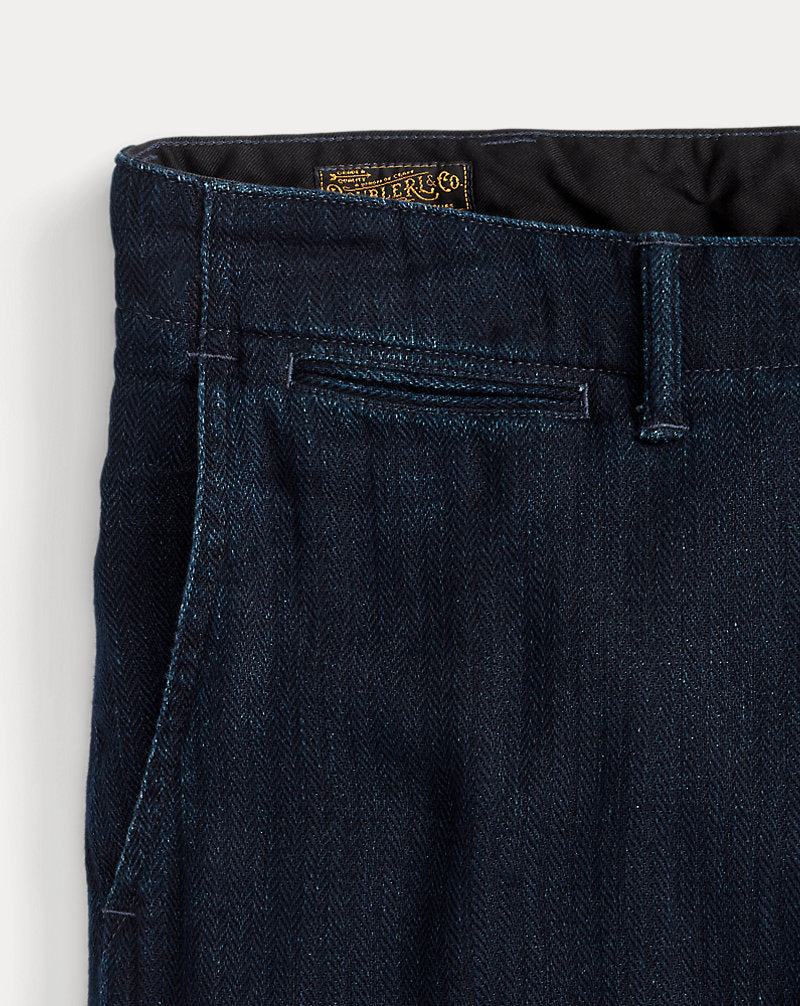 Indigo Herringbone Officer's Trouser Deep Navy