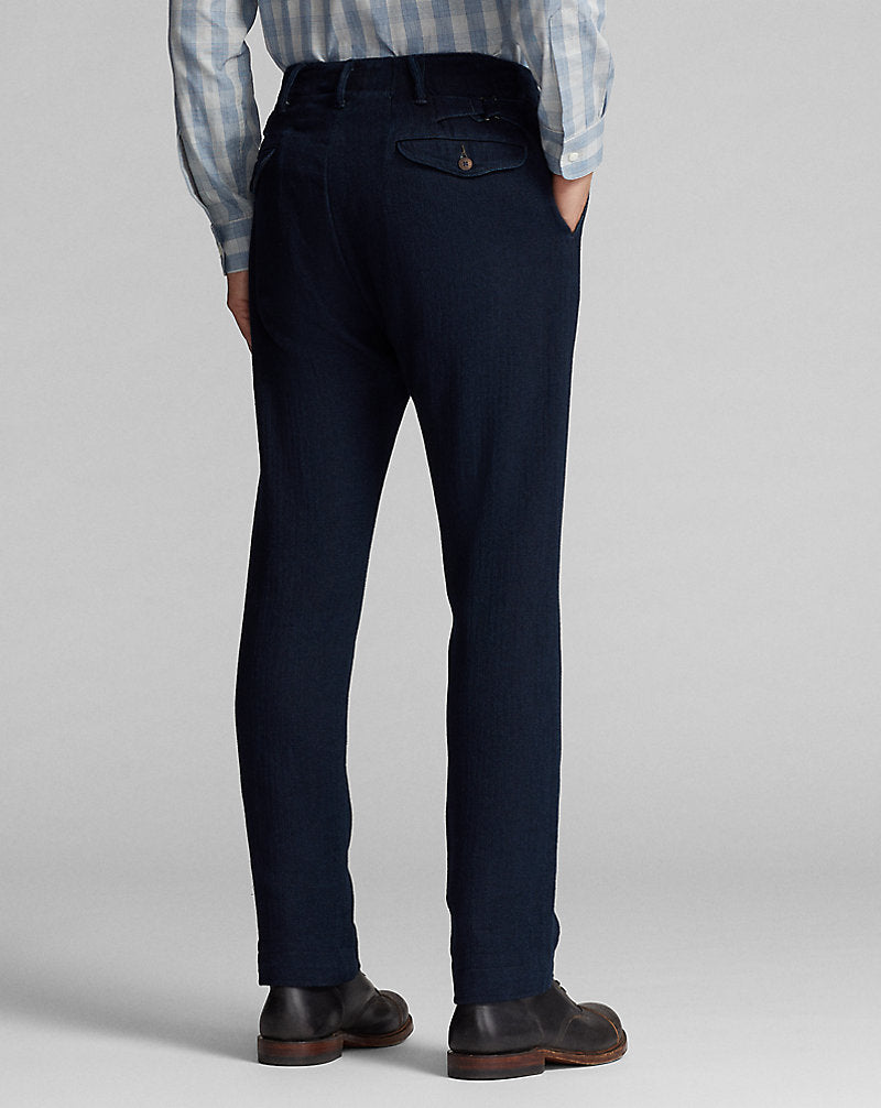 Indigo Herringbone Officer's Trouser Deep Navy