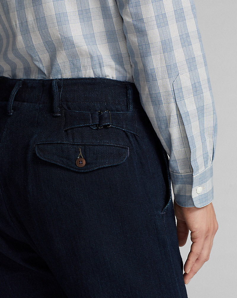 Indigo Herringbone Officer's Trouser Deep Navy