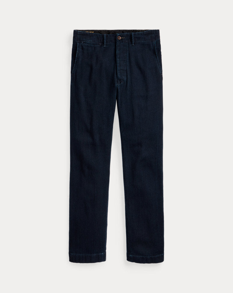 Indigo Herringbone Officer's Trouser Deep Navy