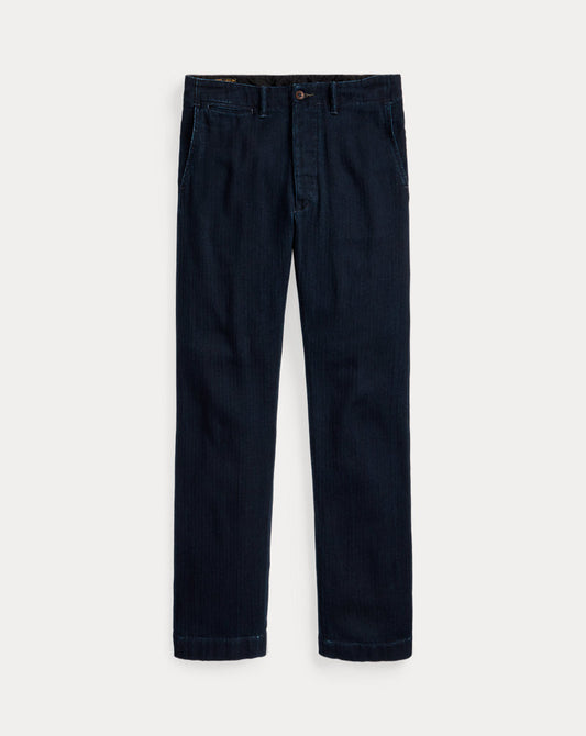 Indigo Herringbone Officer's Trouser Deep Navy
