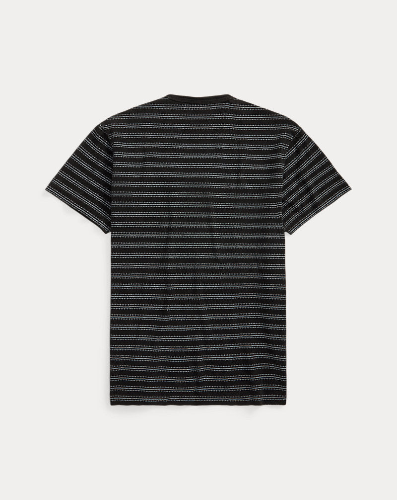Indigo Striped Jacquard T-Shirt Black Multi