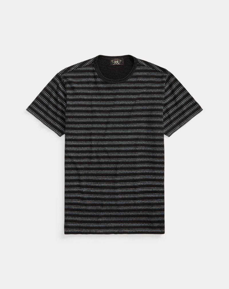 Indigo Striped Jacquard T-Shirt Black Multi