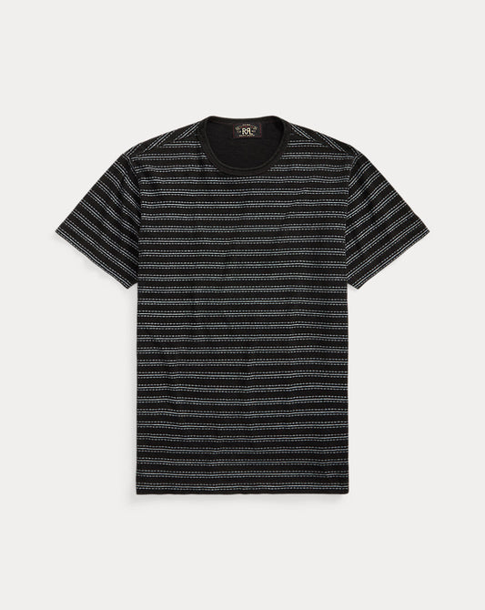 Indigo Striped Jacquard T-Shirt Black Multi