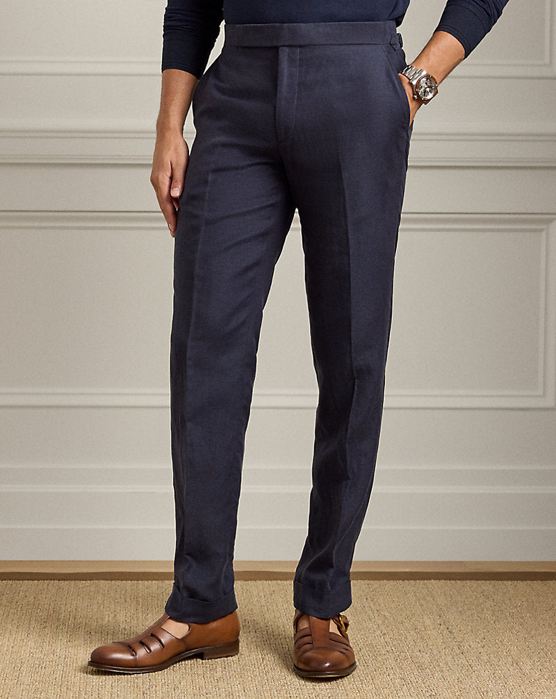 Gregory Hand-Tailored Silk-Linen Trouser Classic Chairman Navy