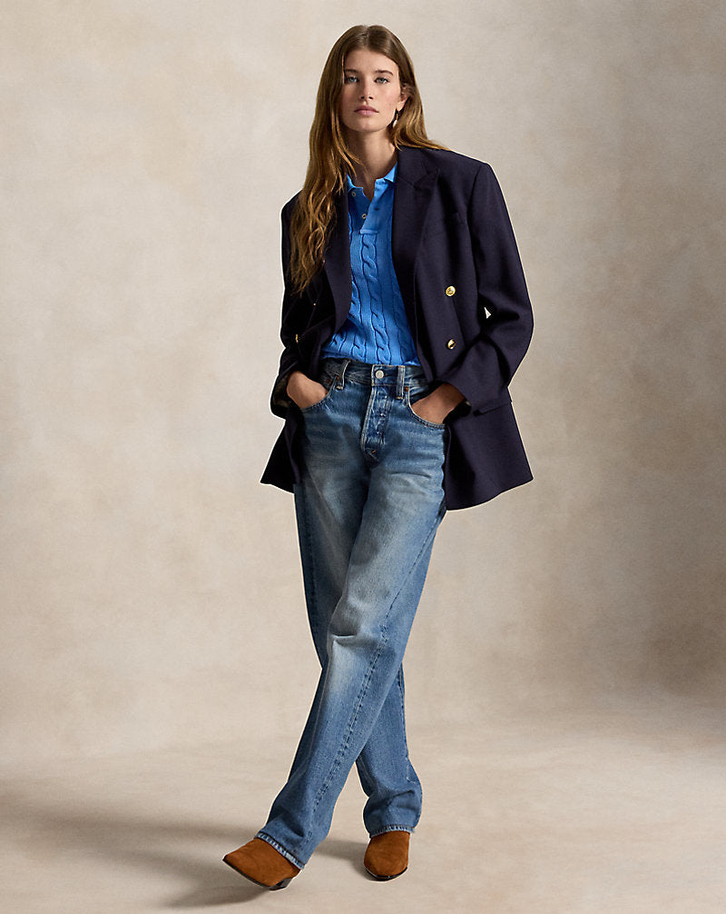 Double-Breasted Wool-Blend Blazer Navy