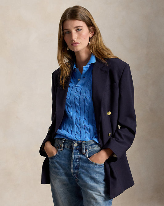 Double-Breasted Wool-Blend Blazer Navy
