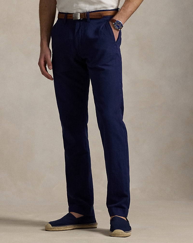 Straight Fit Linen-Cotton Trouser Newport Navy