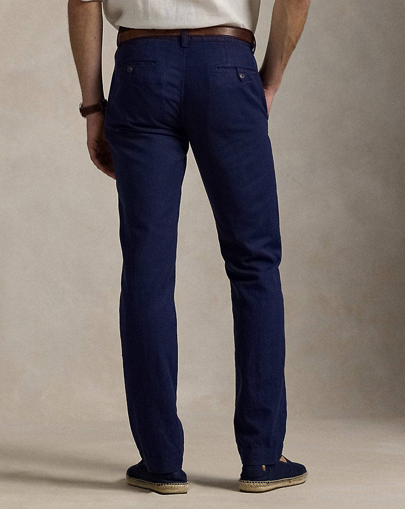 Straight Fit Linen-Cotton Trouser Newport Navy