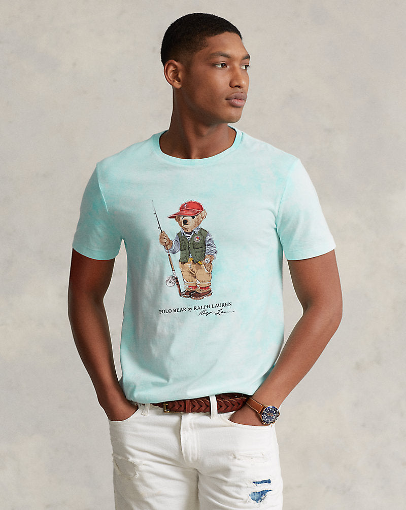 Custom Slim Polo Bear Tie-Dye T-Shirt Sp23 Islnd Aq Cld Wsh Fsh