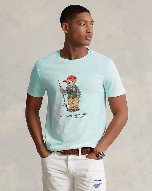 Custom Slim Polo Bear Tie-Dye T-Shirt Sp23 Islnd Aq Cld Wsh Fsh